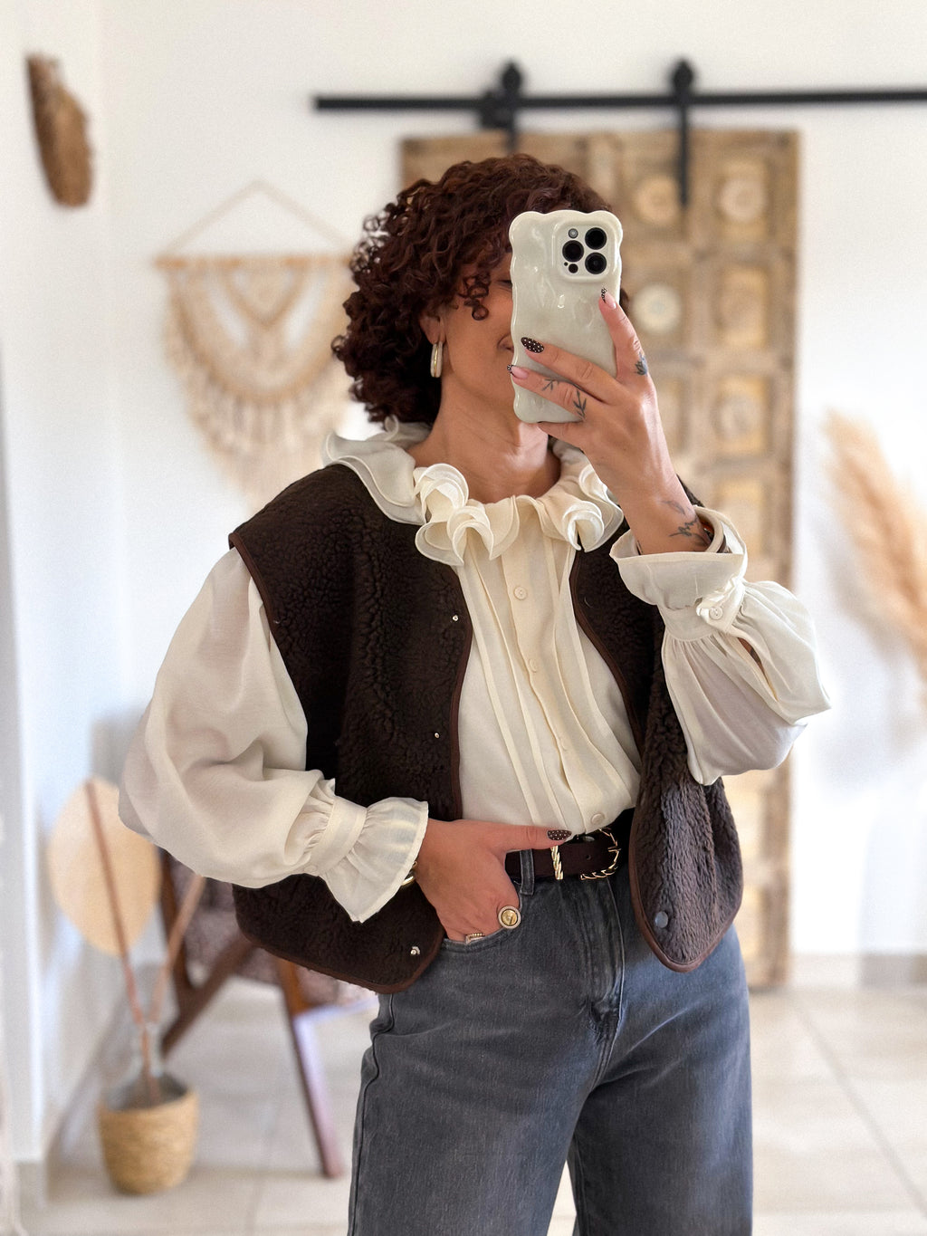 Gilet sans manches Anouk - Moumoute marron