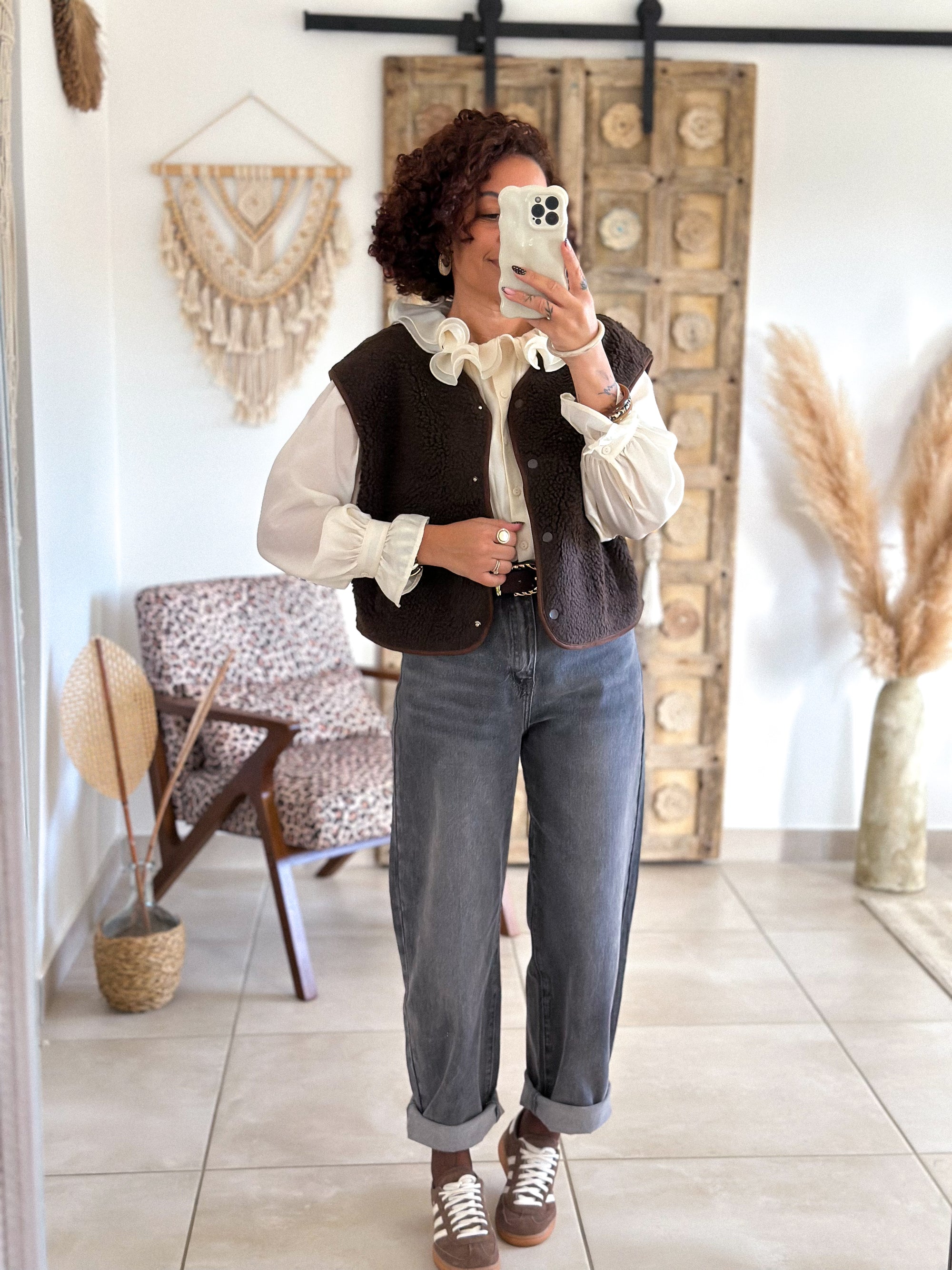 Gilet sans manches Anouk - Moumoute marron