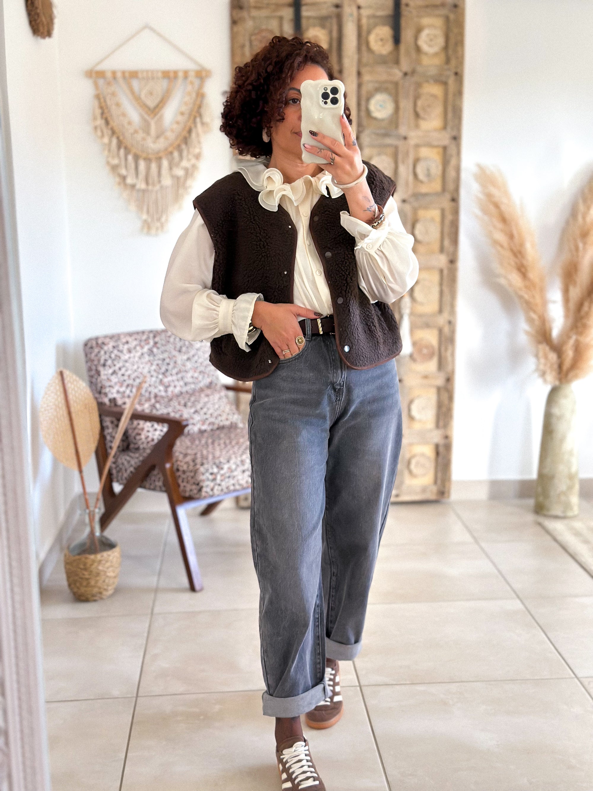 Gilet sans manches Anouk - Moumoute marron