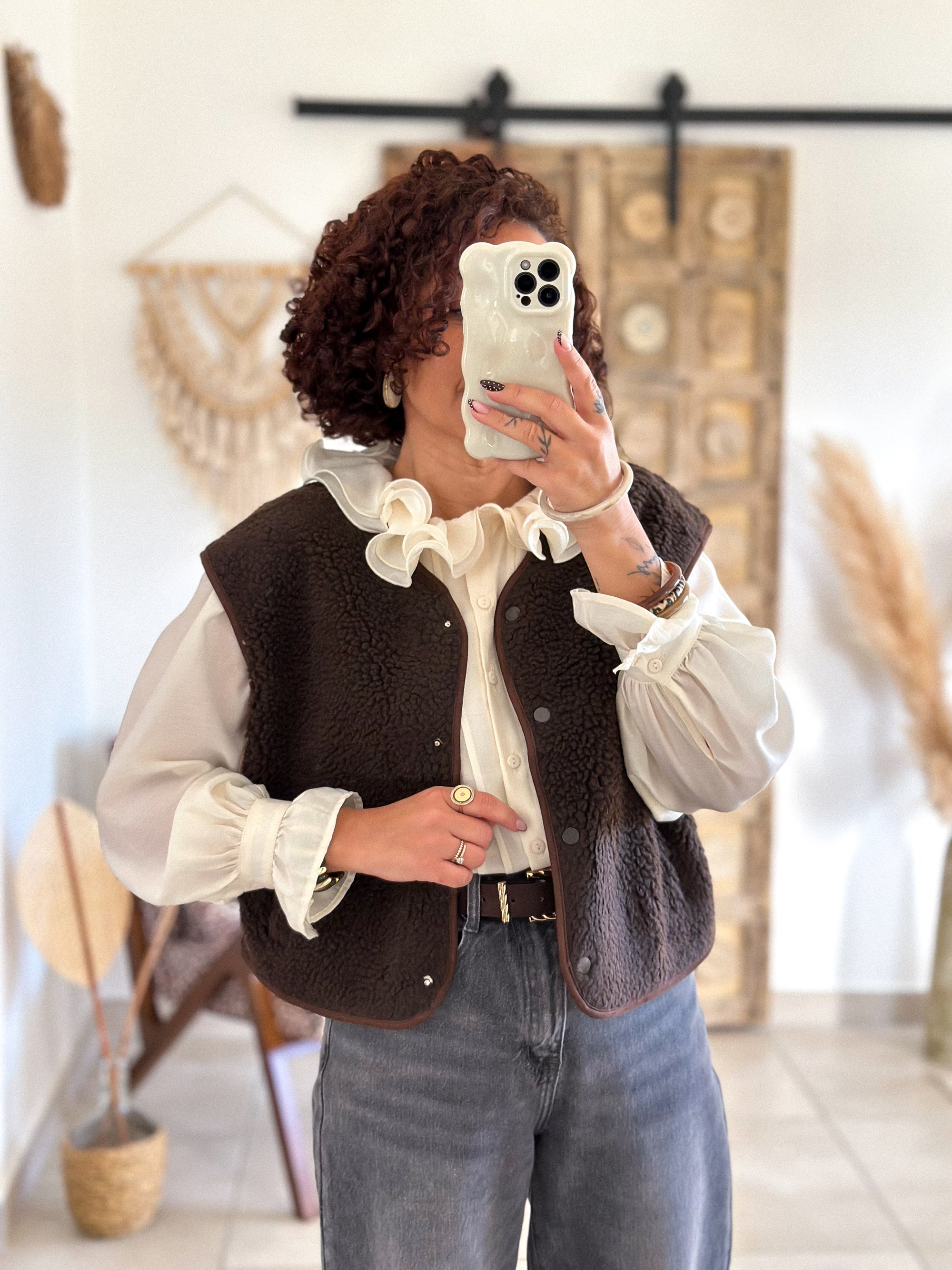 Gilet sans manches Anouk - Moumoute marron