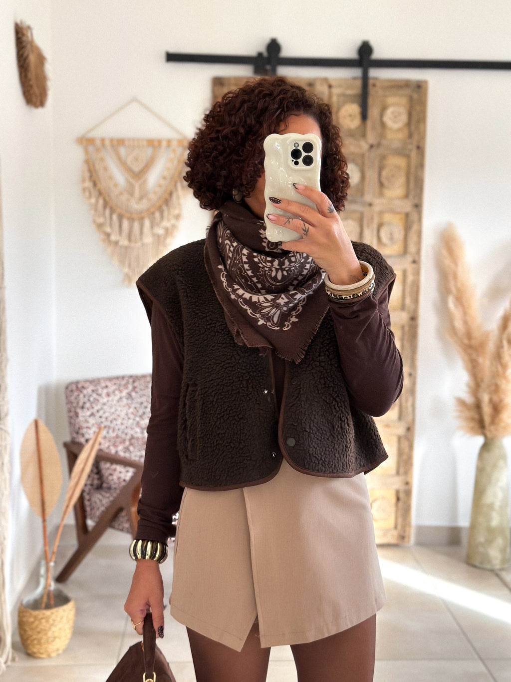 Gilet sans manches Anouk - Moumoute marron