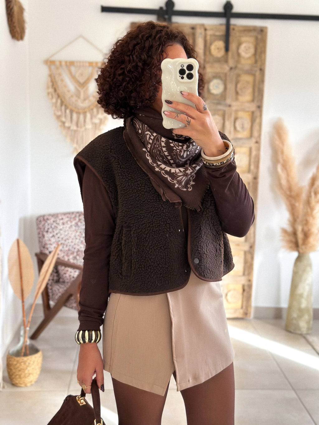 Gilet sans manches Anouk - Moumoute marron