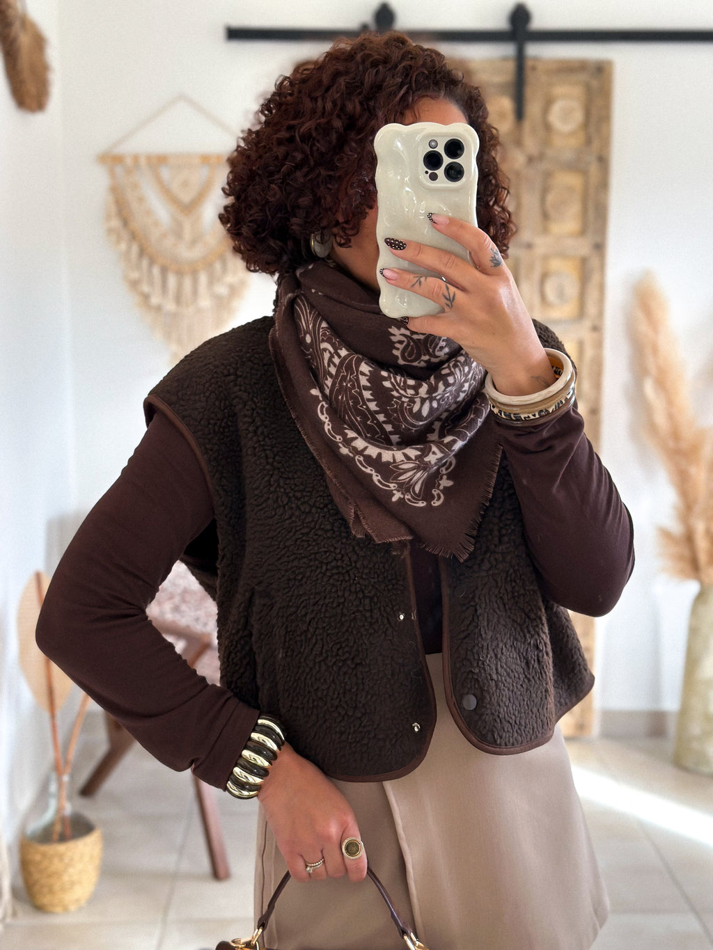 Gilet sans manches Anouk - Moumoute marron