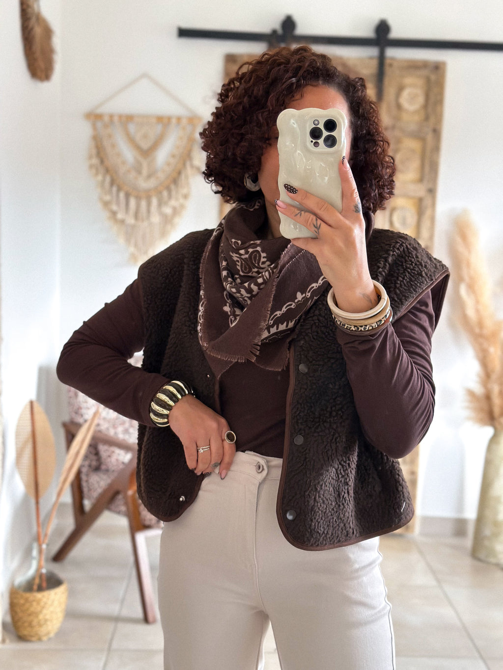 Gilet sans manches Anouk - Moumoute marron