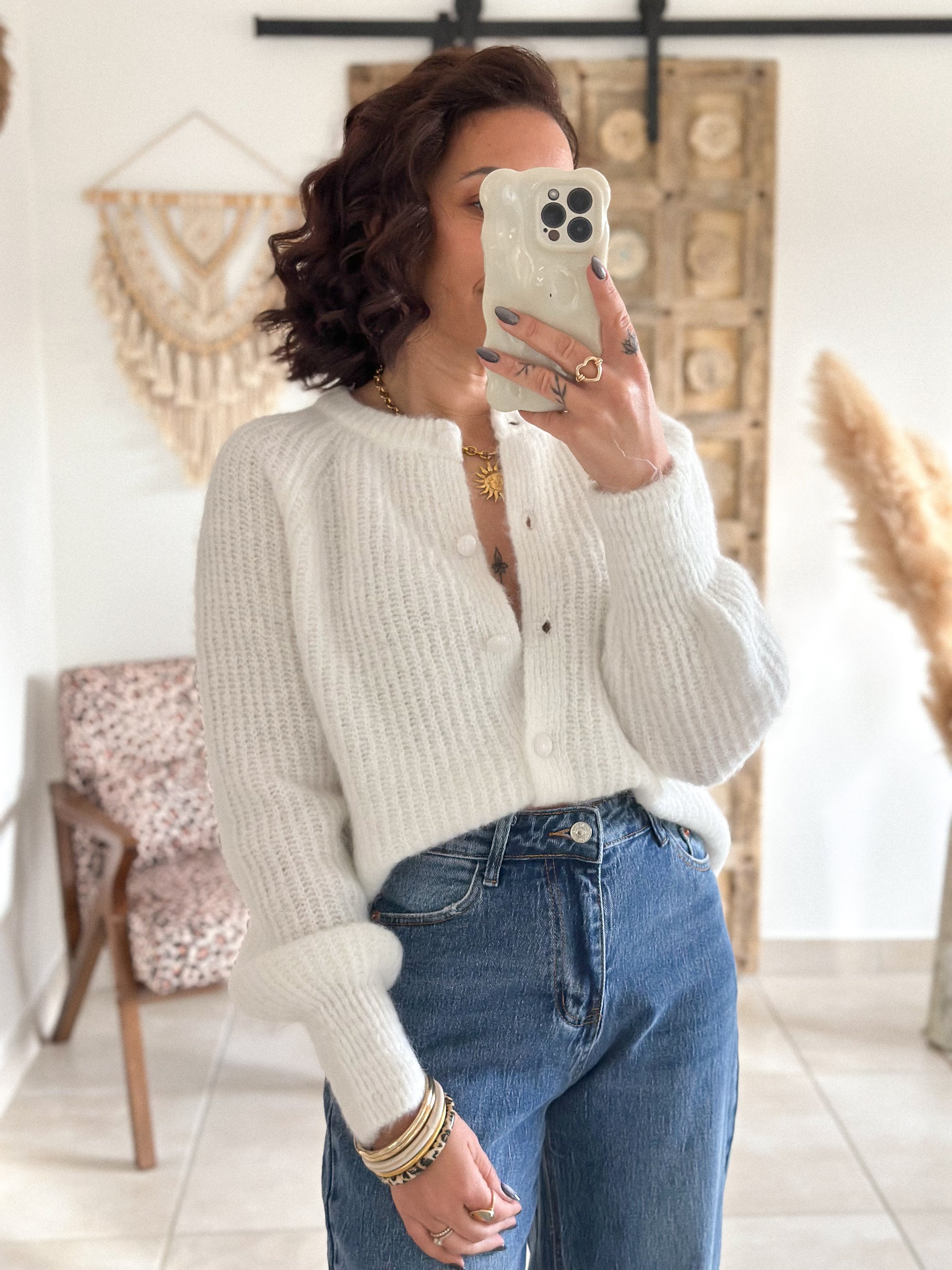 Gilet Elvire - Maille épaisse blanc