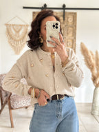 Gilet Odélia - Beige à coeurs