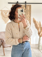 Gilet Odélia - Beige à coeurs