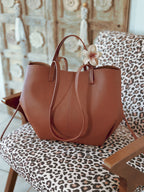 Grand sac de rentrée femme Naya camel pour les cours et le travail