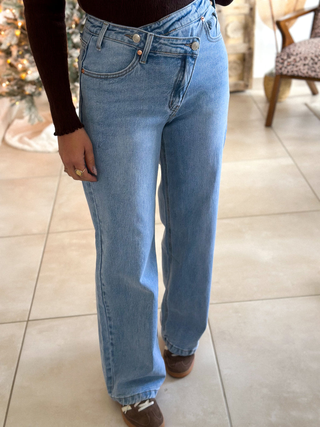 Jean Garance - Wide Leg asymétrique bleu