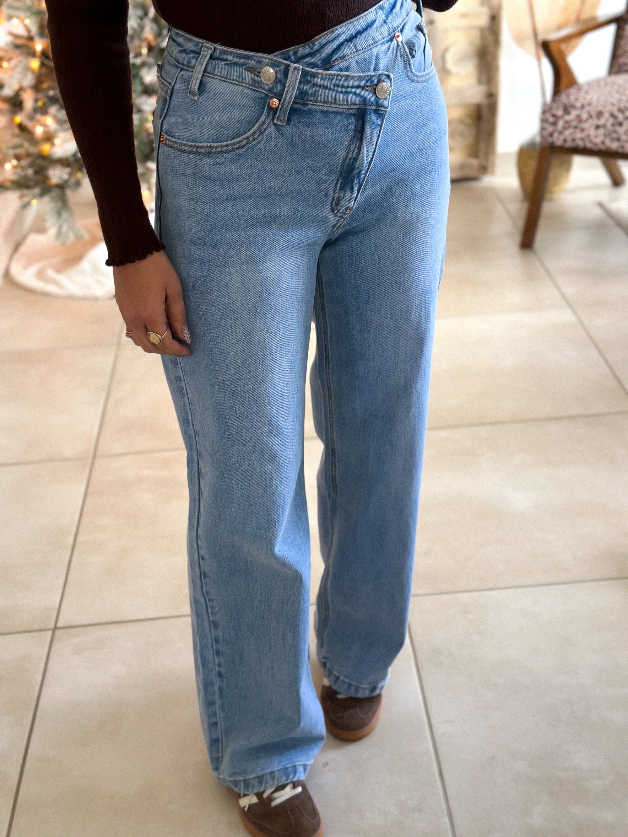 Jean Garance - Wide Leg asymétrique bleu