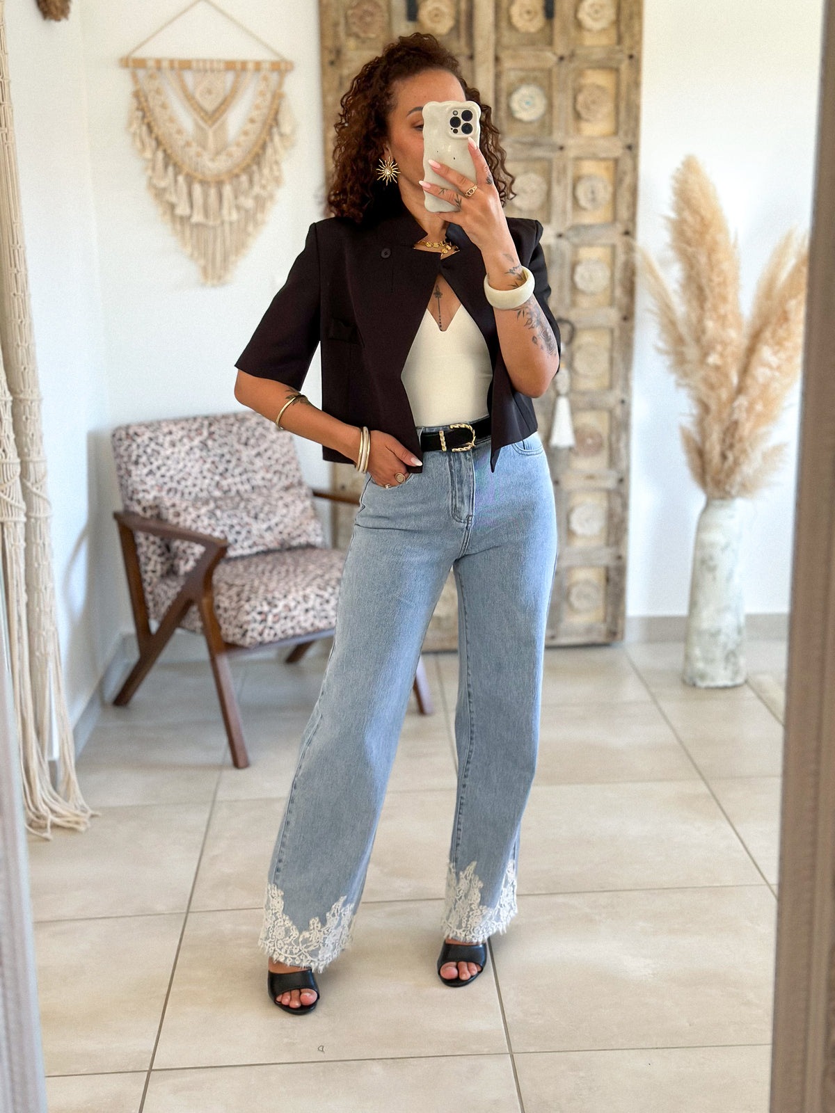Jean Jim - Wide leg blue lace