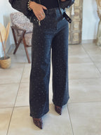 Jean Naomie – Wide leg Noir à Strass