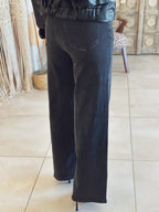 Jean Naomie – Wide leg Noir à Strass