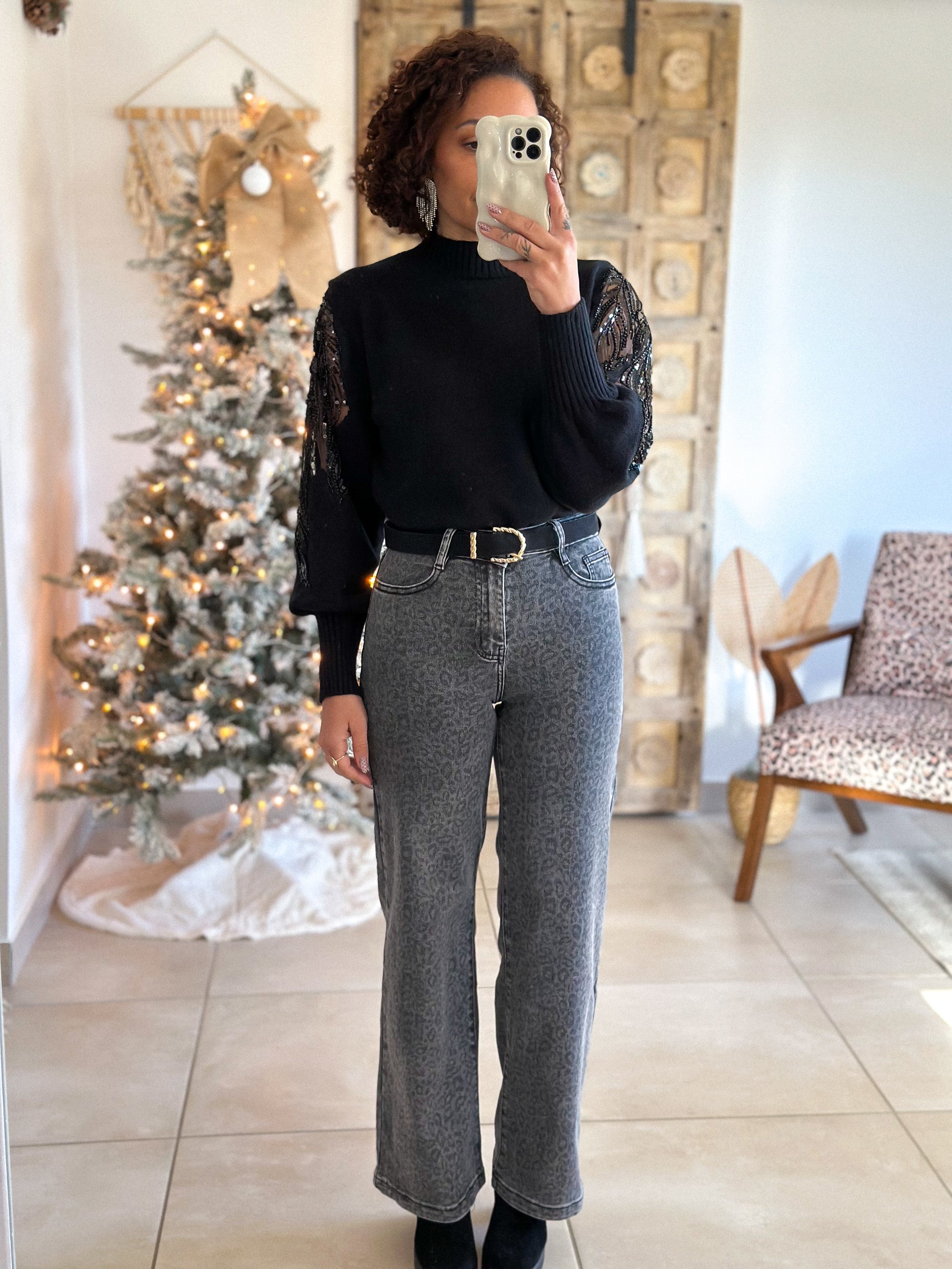 Jean Saphia - Wide Leg Léopard Gris