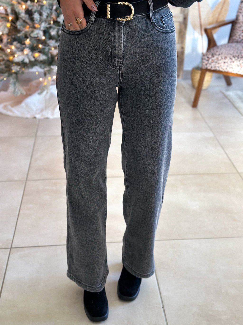 Jean Saphia - Wide Leg Léopard Gris