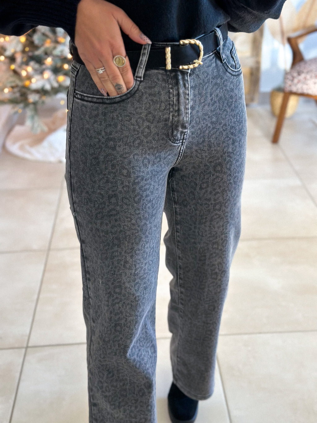 Jean Saphia - Wide Leg Léopard Gris