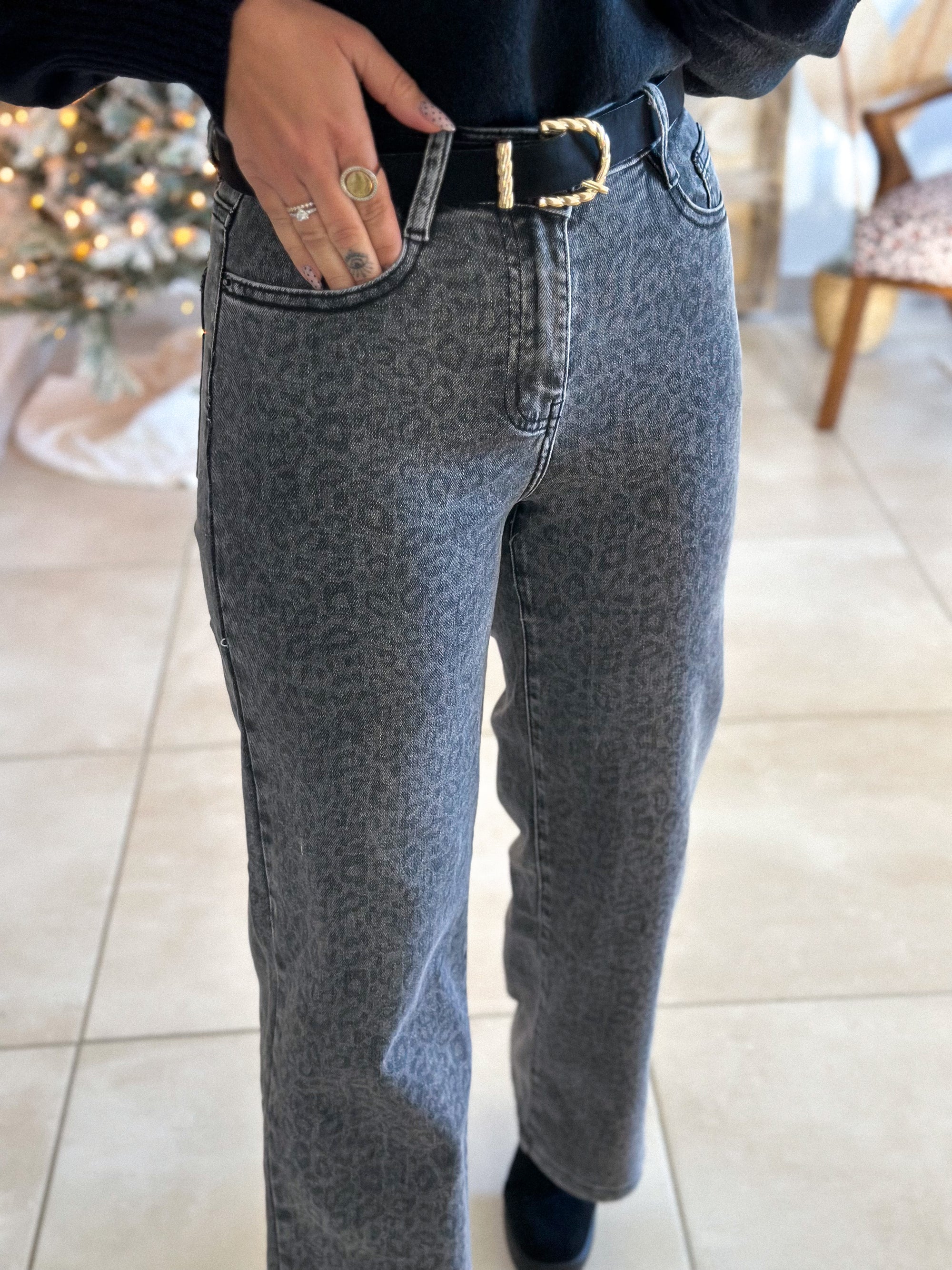 Jean Saphia - Wide Leg Léopard Gris