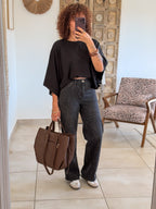 Jean Suham – Wide leg gris leopard