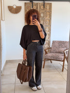 Jean Suham – Wide leg gris leopard