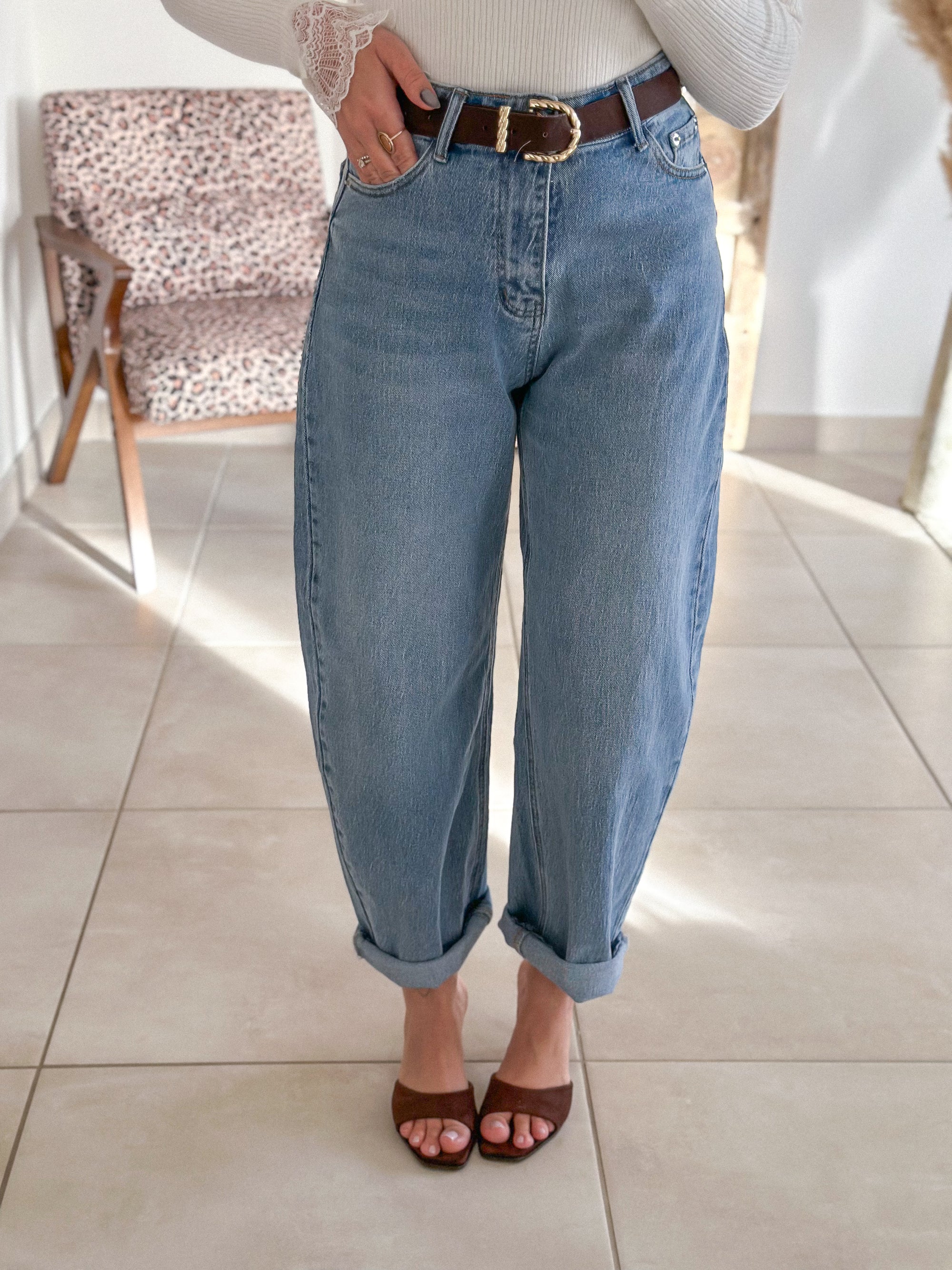 Jean Eva - Balloon fit bleu clair