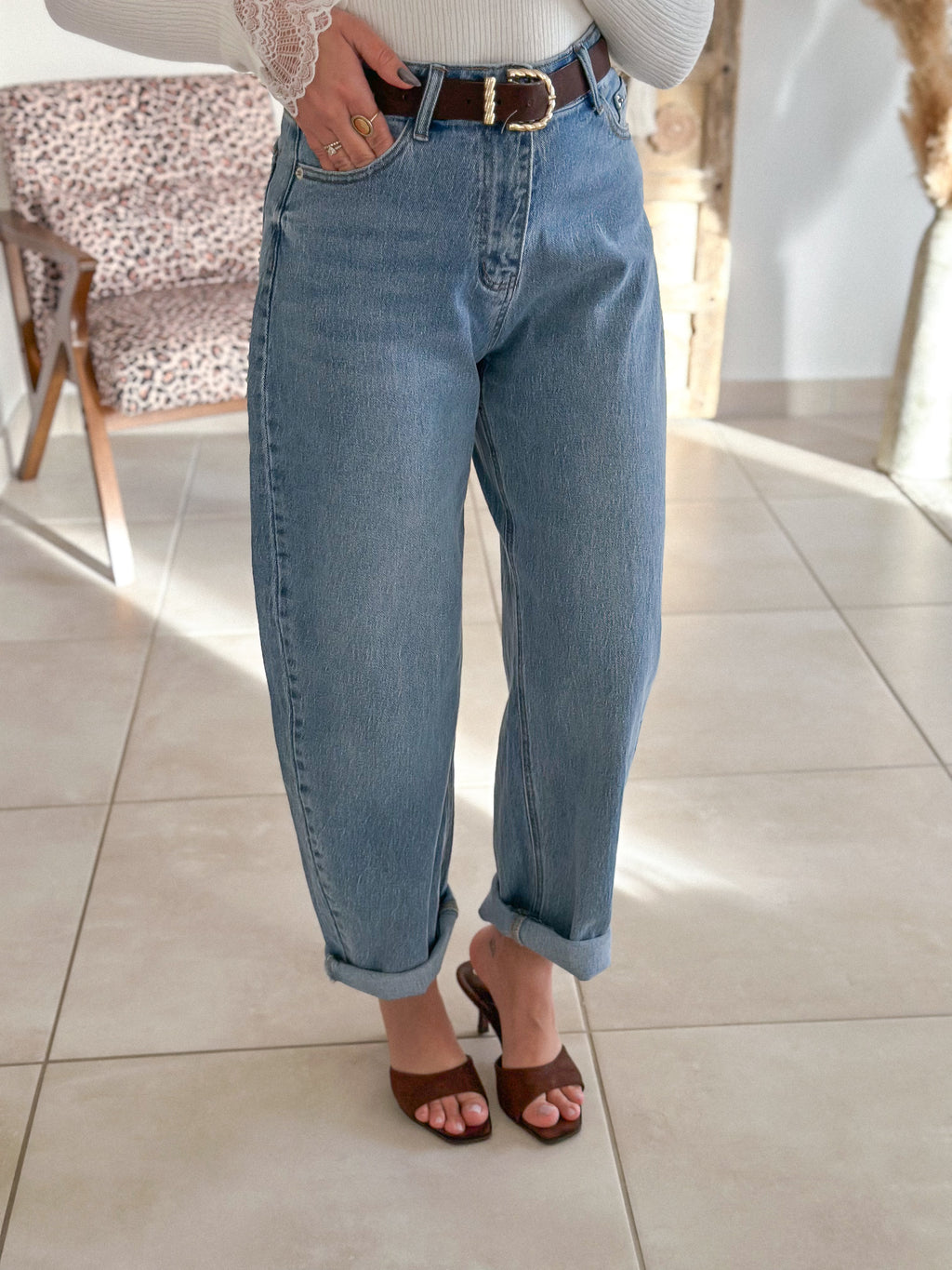 Jean Eva - Balloon fit bleu clair