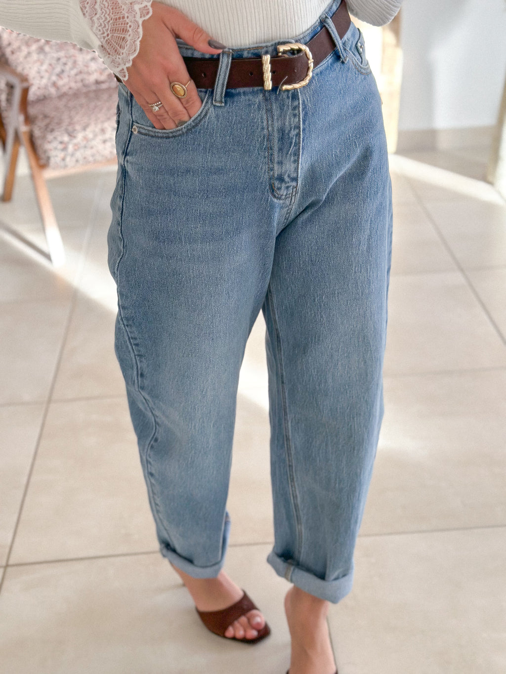 Jean Eva - Balloon fit bleu clair