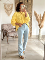 Jean Marguerite - Droit bleu clair brodé