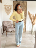 Jean Marguerite - Droit bleu clair brodé