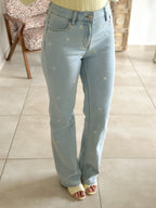 Jean Marguerite - Droit bleu clair brodé