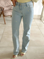 Jean Marguerite - Droit bleu clair brodé