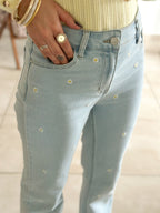 Jean Marguerite - Droit bleu clair brodé