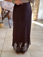 Jupe Meyline - Satin et dentelle marron