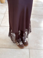 Jupe Meyline - Satin et dentelle marron