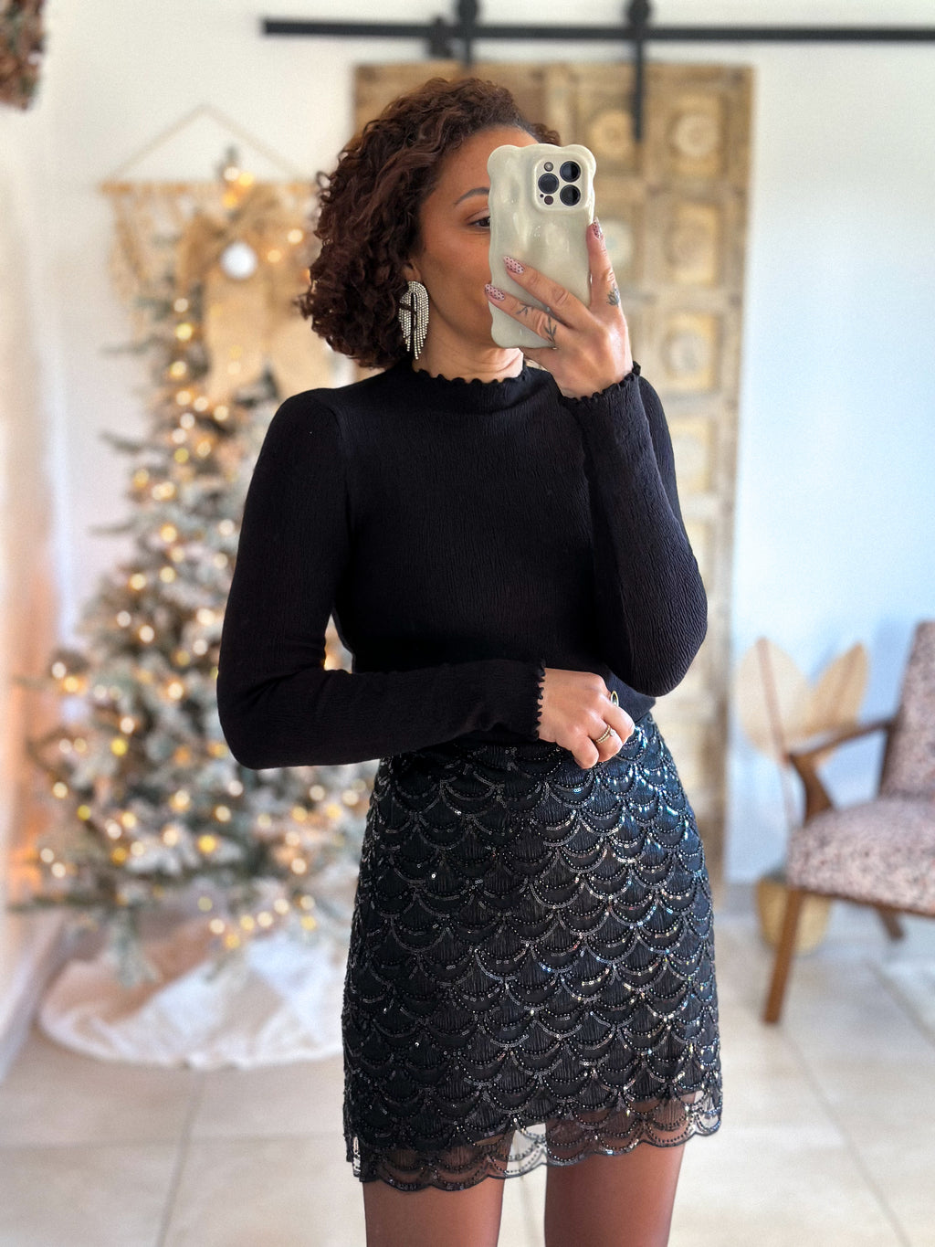 Jupe Selena - Sequins noir