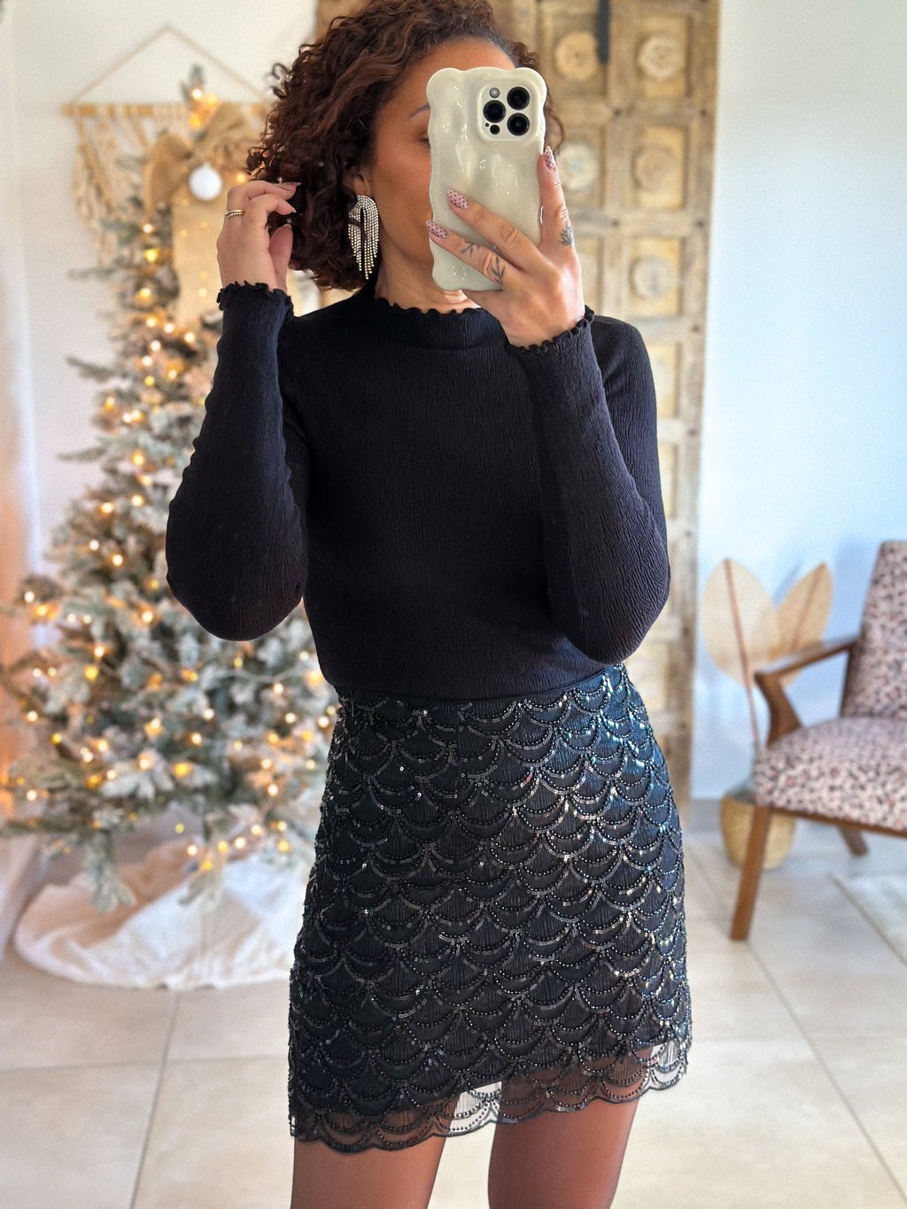 Jupe Selena - Sequins noir