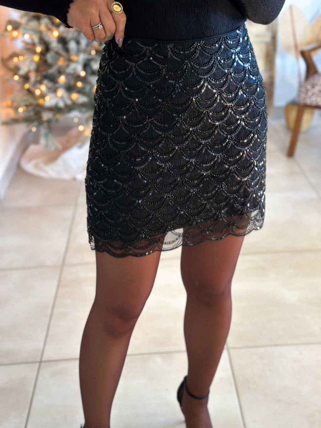 Jupe Selena - Sequins noir