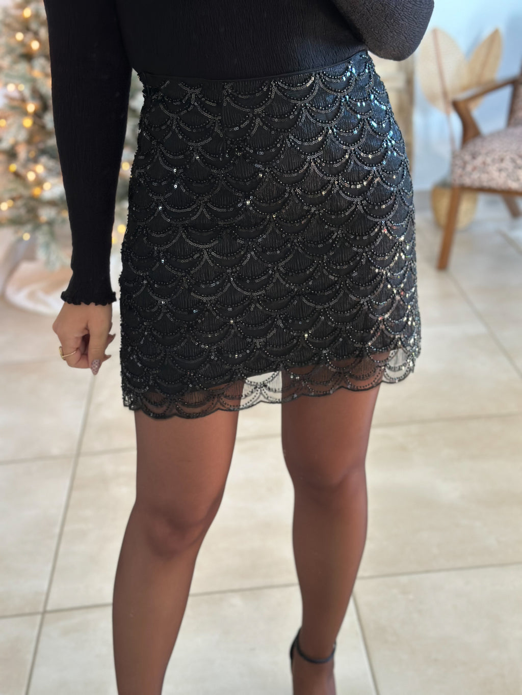 Jupe Selena - Sequins noir