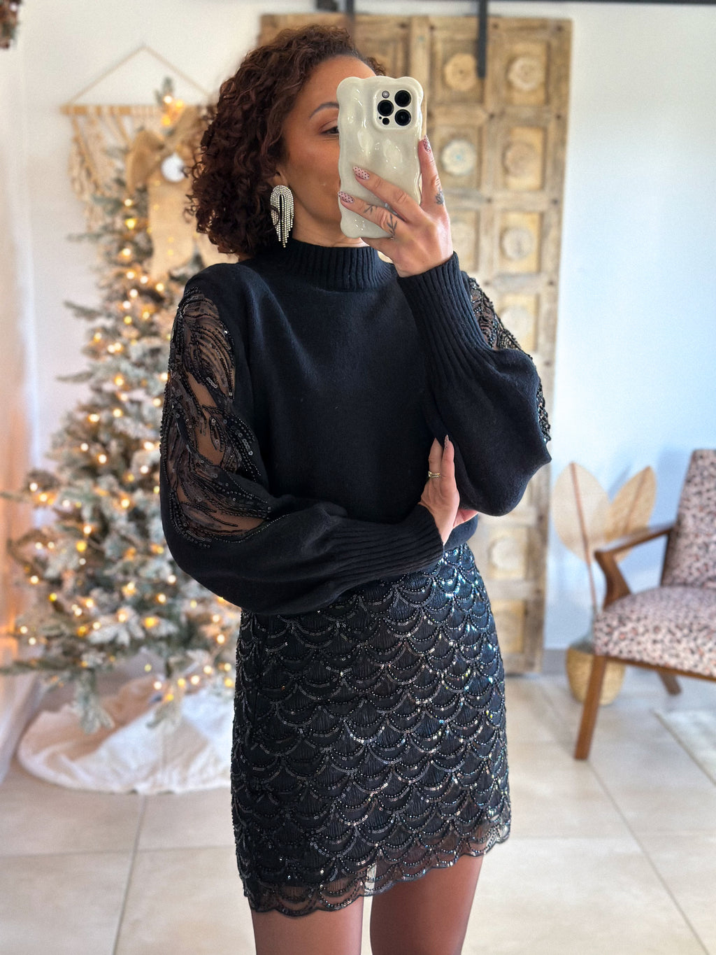 Jupe Selena - Sequins noir