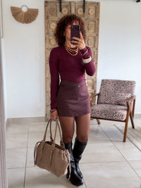 Jupe-short Honorine - Carreaux bordeaux