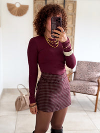 Jupe-short Honorine - Carreaux bordeaux