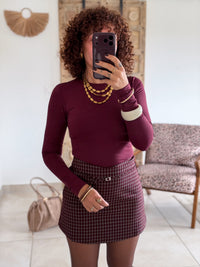 Jupe-short Honorine - Carreaux bordeaux