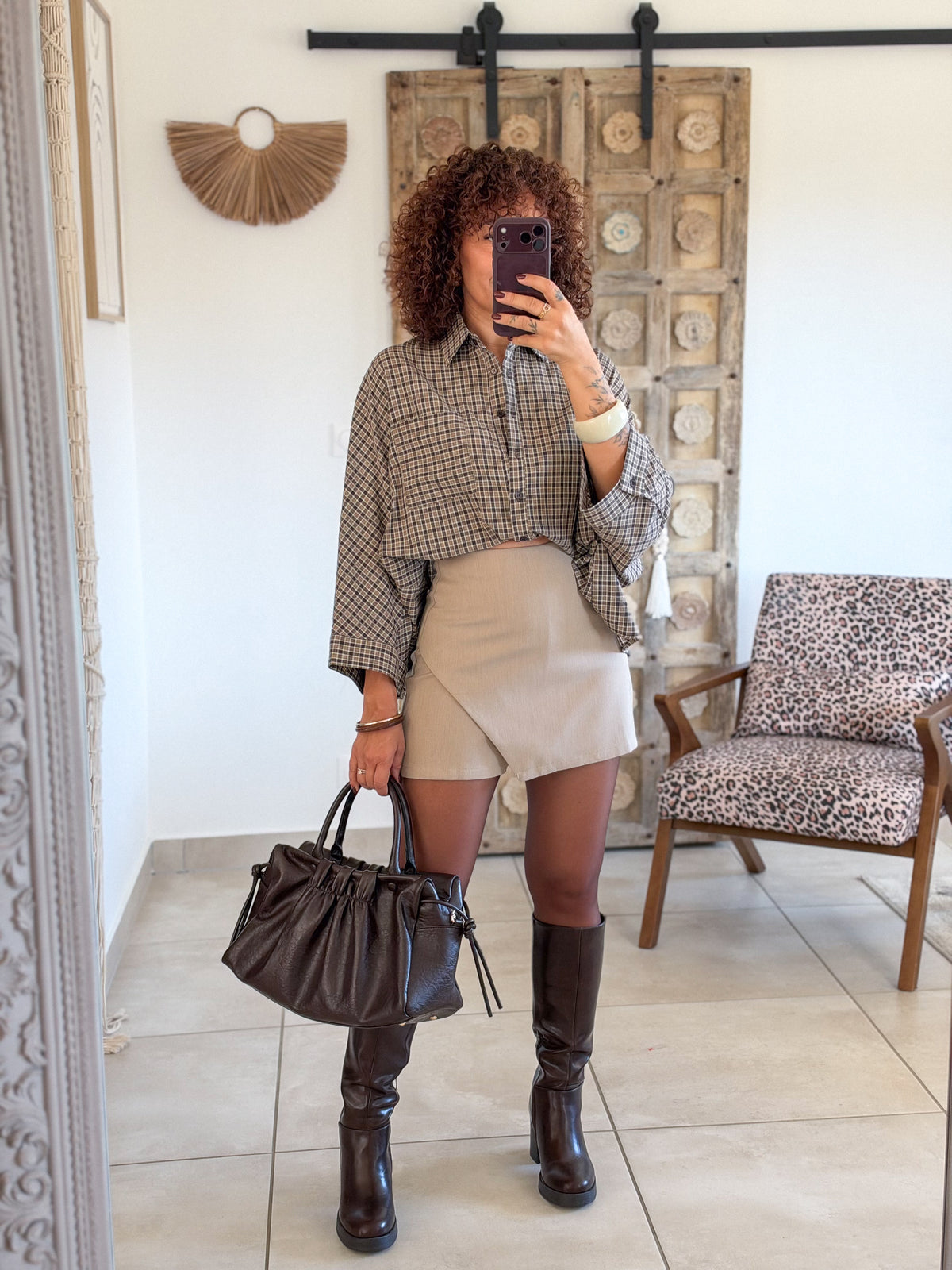 Jupe-short Ines – Beige taupe