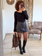 Jupe-short Laury – Carreaux noir marine