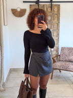 Jupe-short Laury – Carreaux noir marine