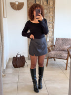 Jupe-short Laury – Carreaux noir marine