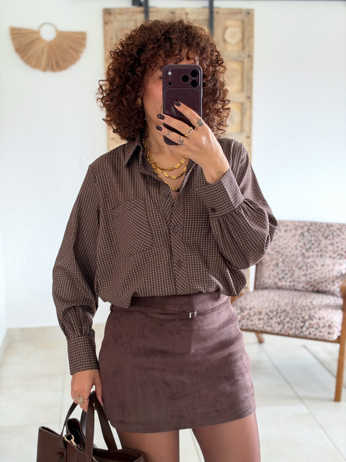 Jupe-short Noelie - Chocolat suédine