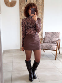 Jupe-short Noelie - Chocolat suédine