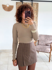 Jupe-short Sixtine - Carreaux chocolat
