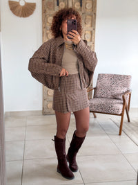 Jupe-short Sixtine - Carreaux chocolat