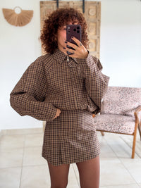 Jupe-short Sixtine - Carreaux chocolat